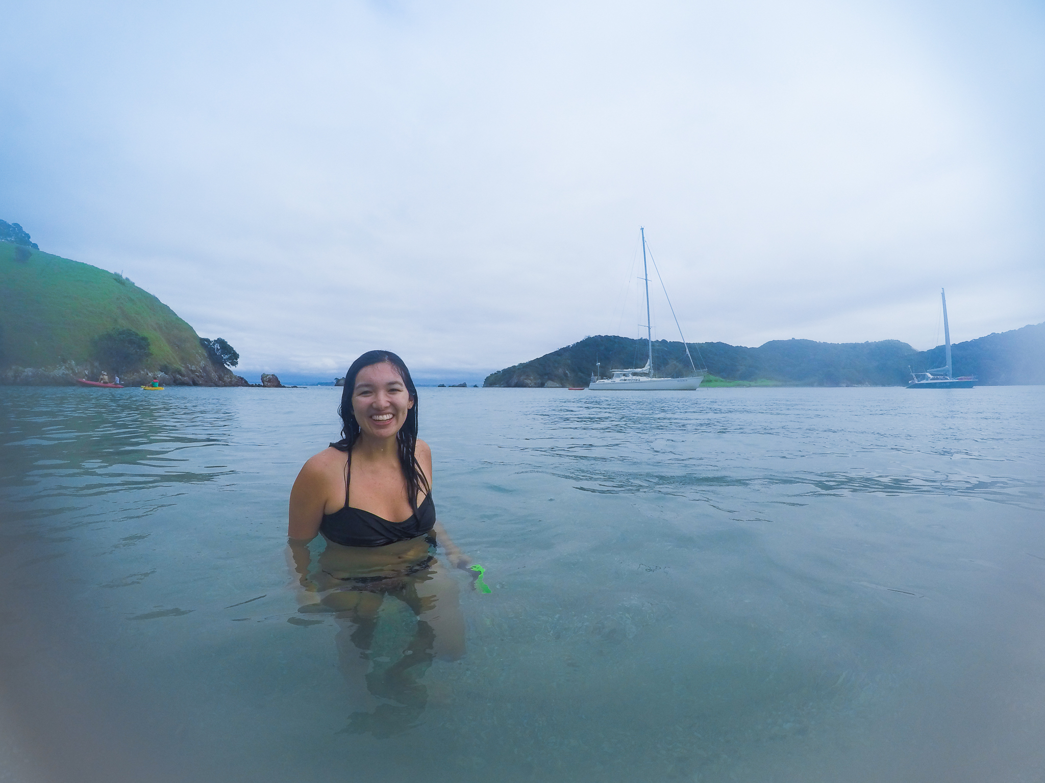 Our sailboat stopped at an island to allow us to swim and snorkel